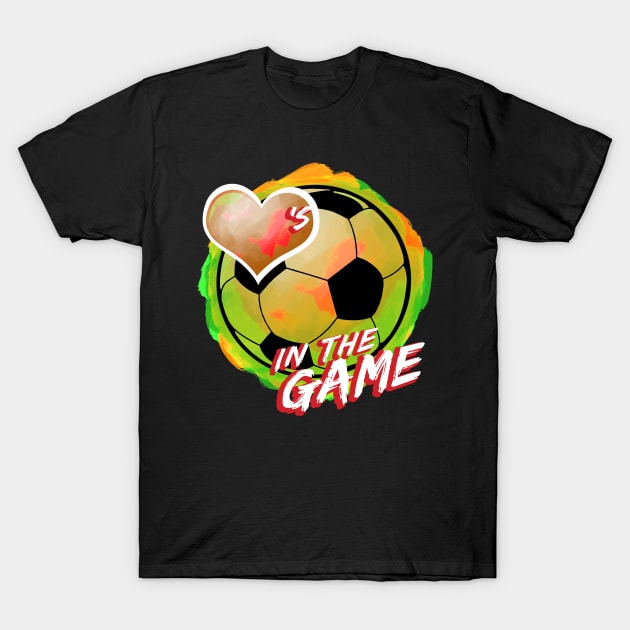 Soccer - Hearts In The Game - Dirty Yellow T-Shirt by MakeNineDesigns